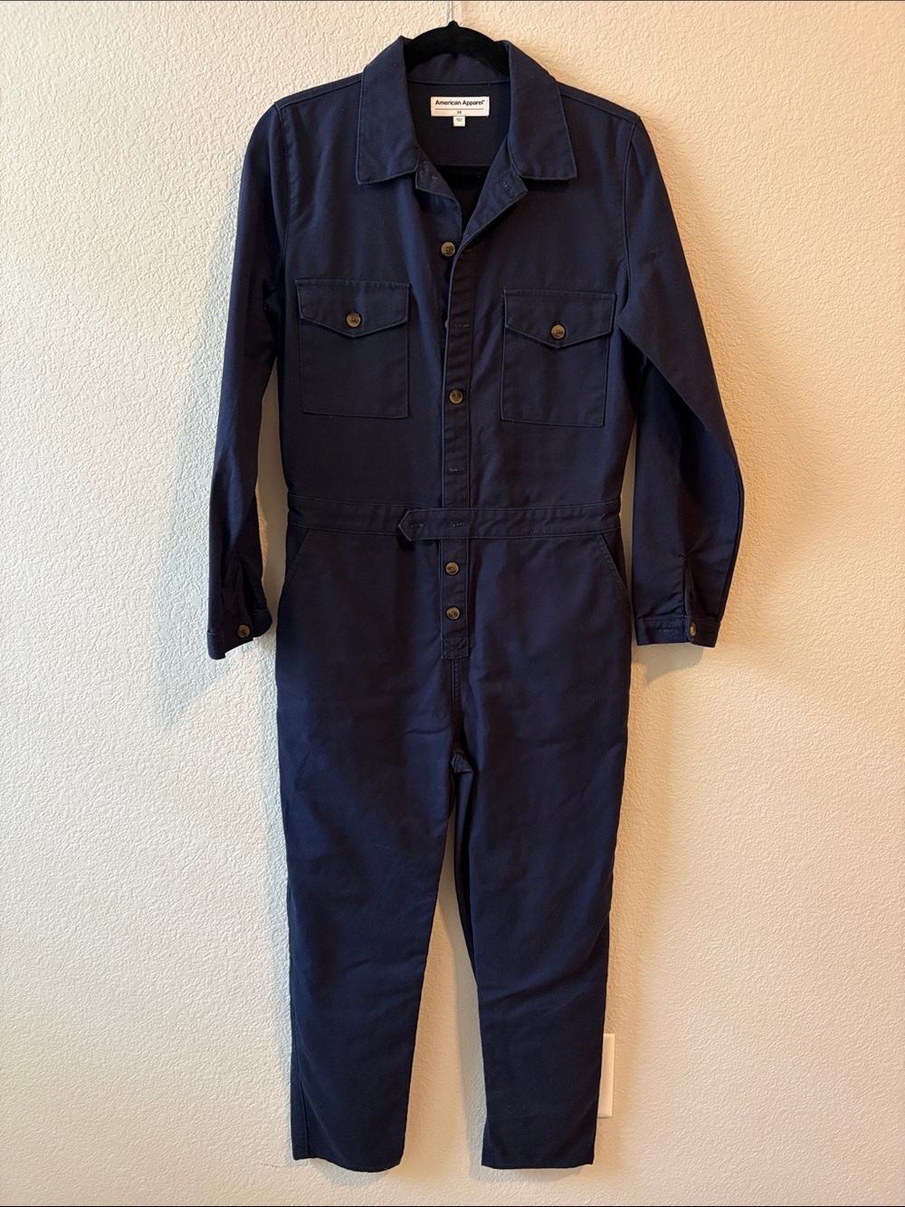 American Apparel Dark Navy Button-Front Utility Jumpsuit